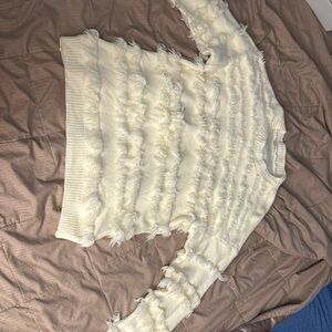 Lost weight and just a little big, beautiful cream colored sweater.